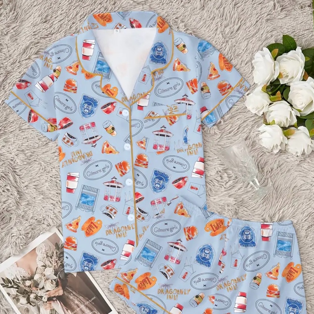 Colorful Gilmore Girls Sleepwear/ Print Pajama Short Set (Medium)